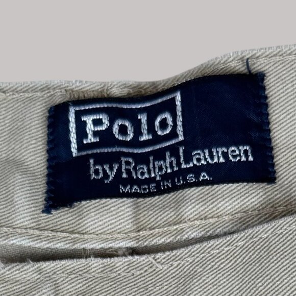 Vintage Polo Ralph Lauren Shorts Mens 36 Beige Khaki Pleated Front Chino USA - Picture 3 of 5